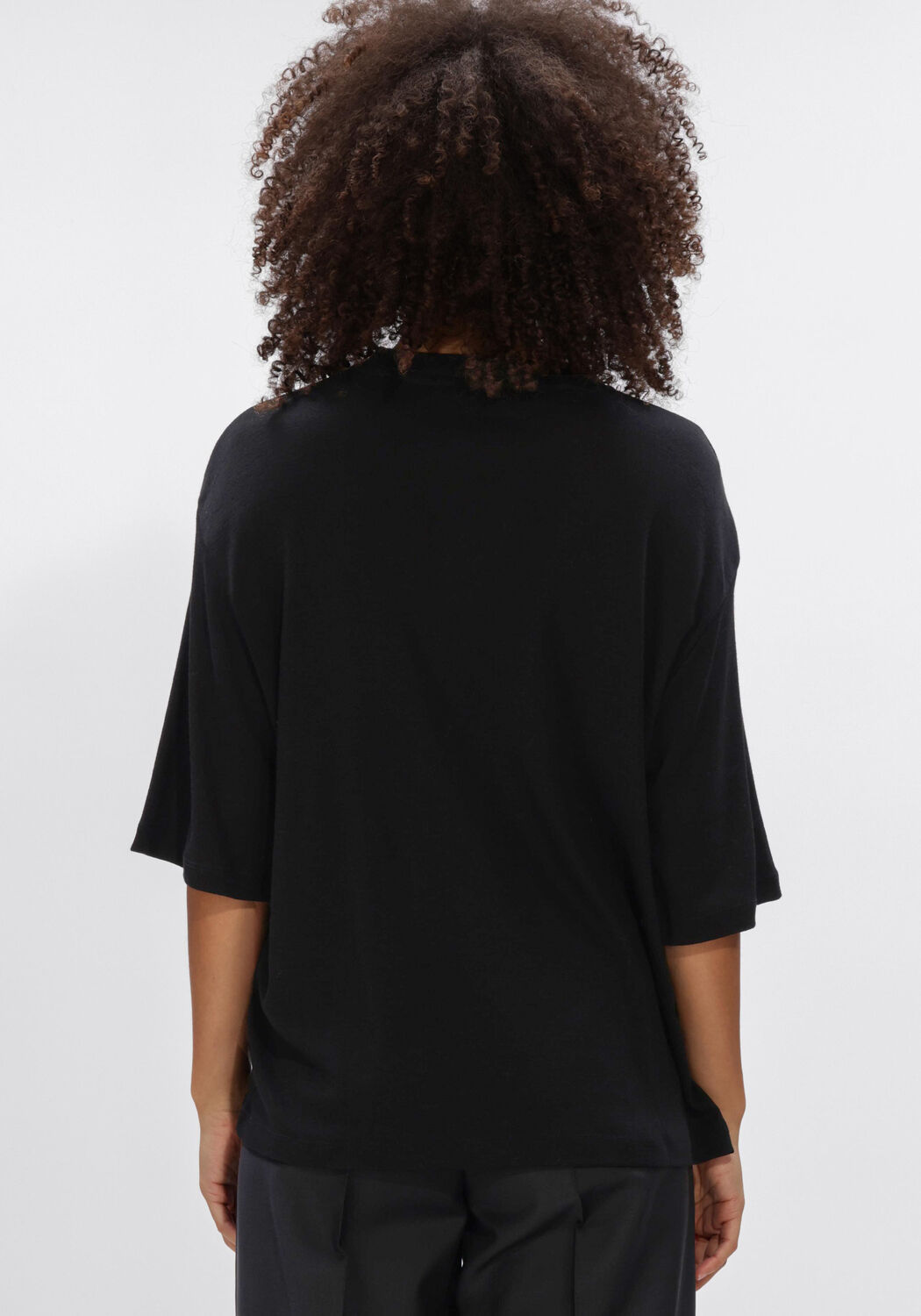 Zwarte ROHE Top OVERSIZED SOFT MERINO T SHIRT - large