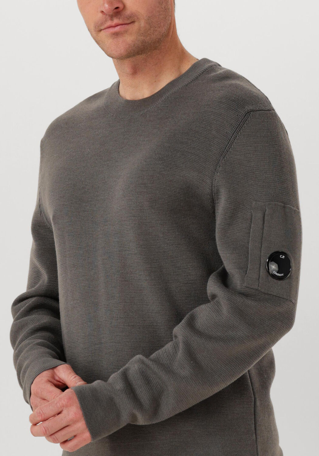 Grijze CP COMPANY Trui KNITWEAR CREW NECK IN RE WOOL - large