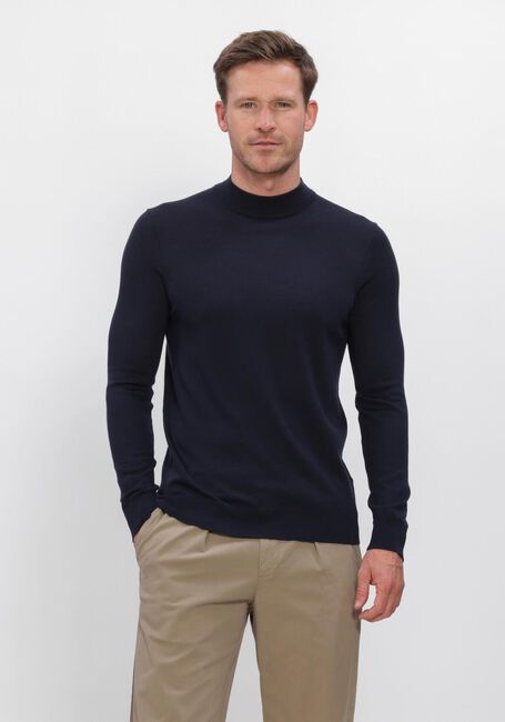 Donkerblauwe PROFUOMO Trui PULLOVER MOCK NECK EXTRAFINE MERINO - large