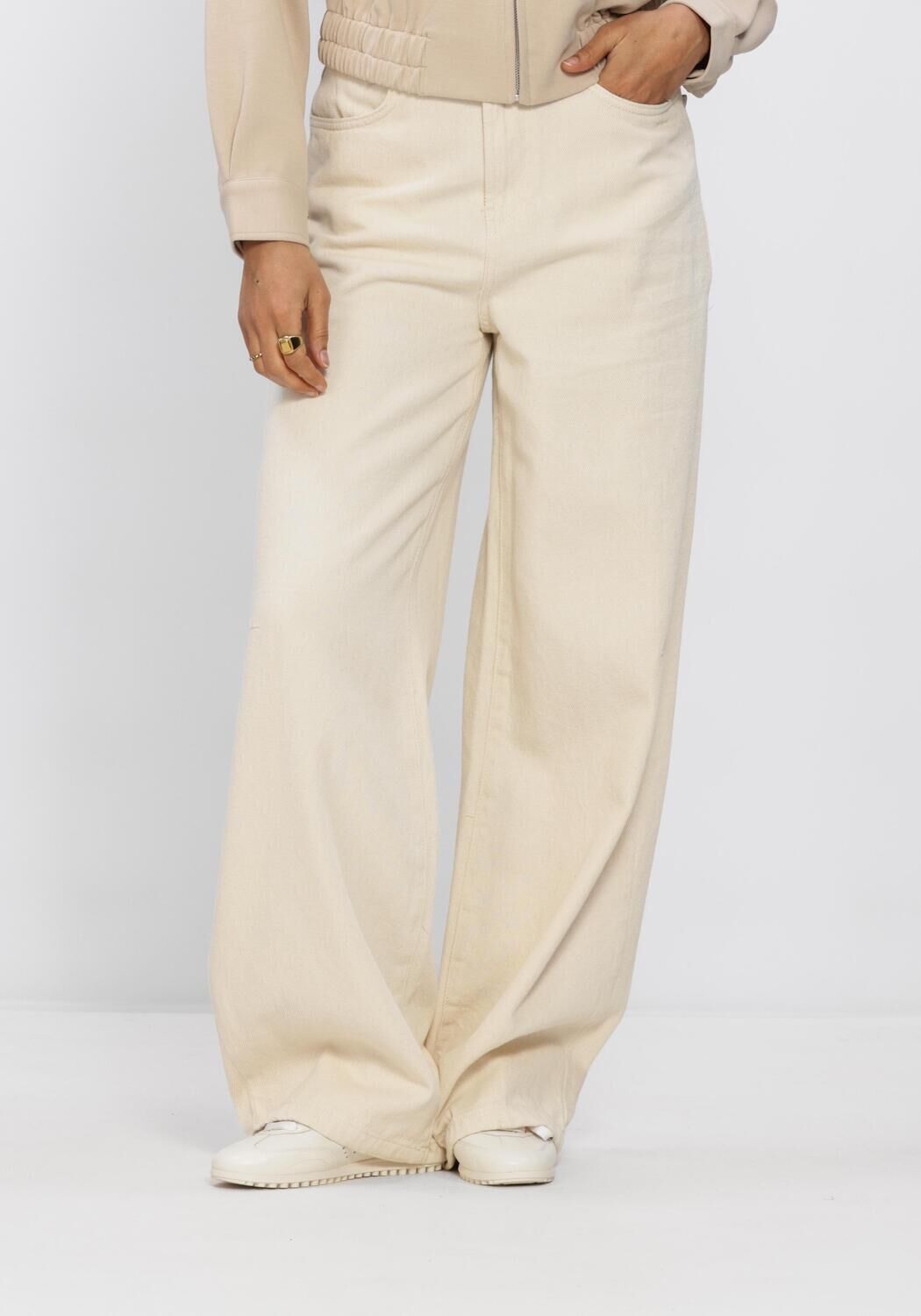 Aimee the Label Wide Jeans Dames Jale Jeans, Maat: S, Kleur: Ecru afbeelding 1