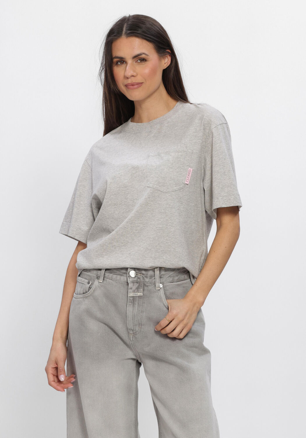 Grijze CLOSED T-shirt RELAXED T SHIRT - large