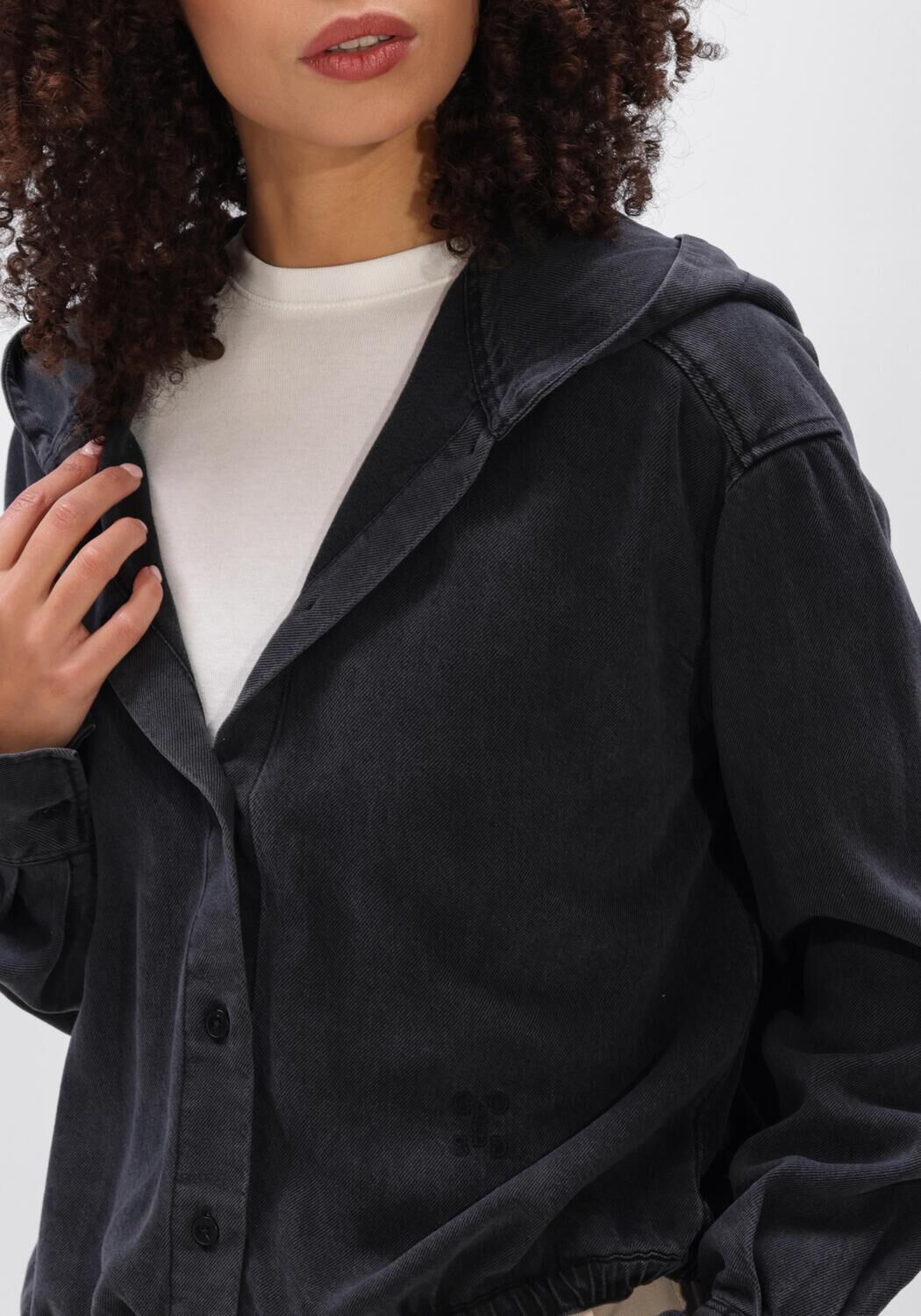 Donkergrijze CLOSED Blouses SHIRT WITH HOOD - large