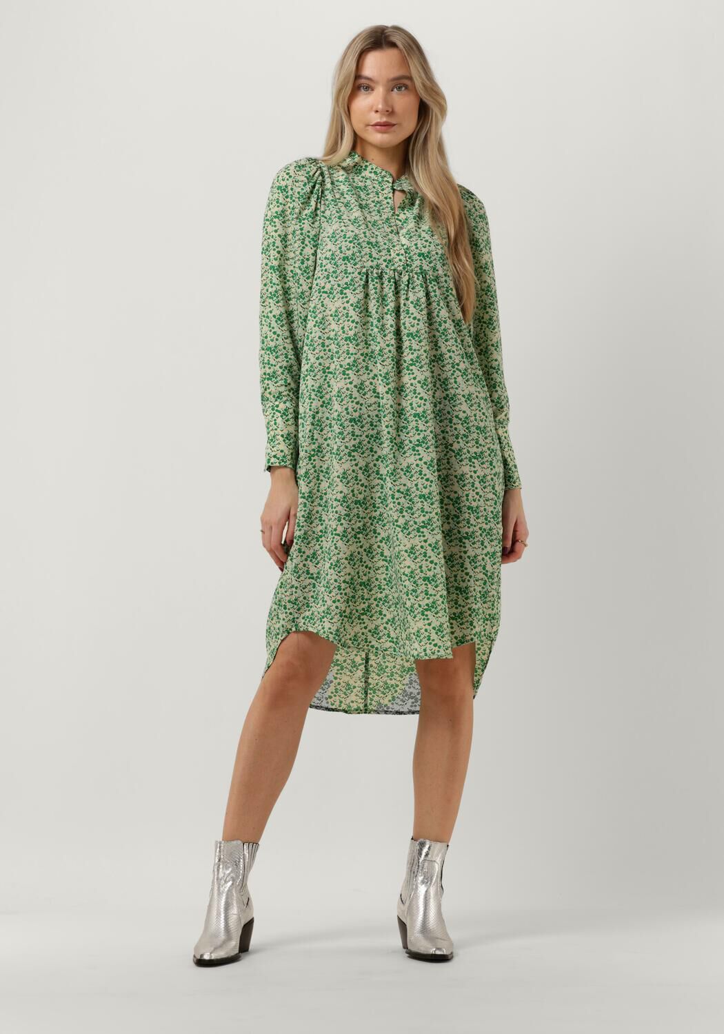 Co'Couture Midi Jurk Dames Perry Volume Dress, Maat: M, Kleur: Groen