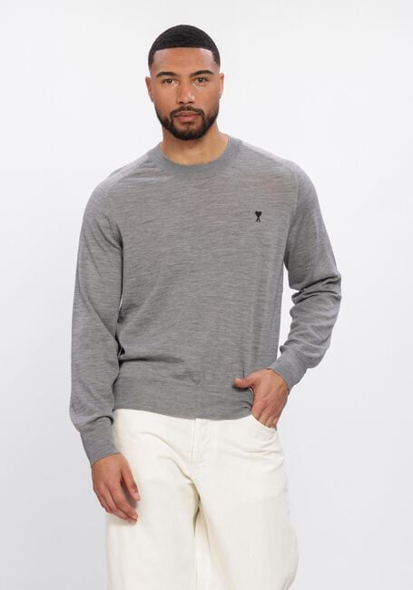 Grijze AMI PARIS Sweater CREWNECK SWEATER WITH CONTRASTED AMI DE COEUR - large