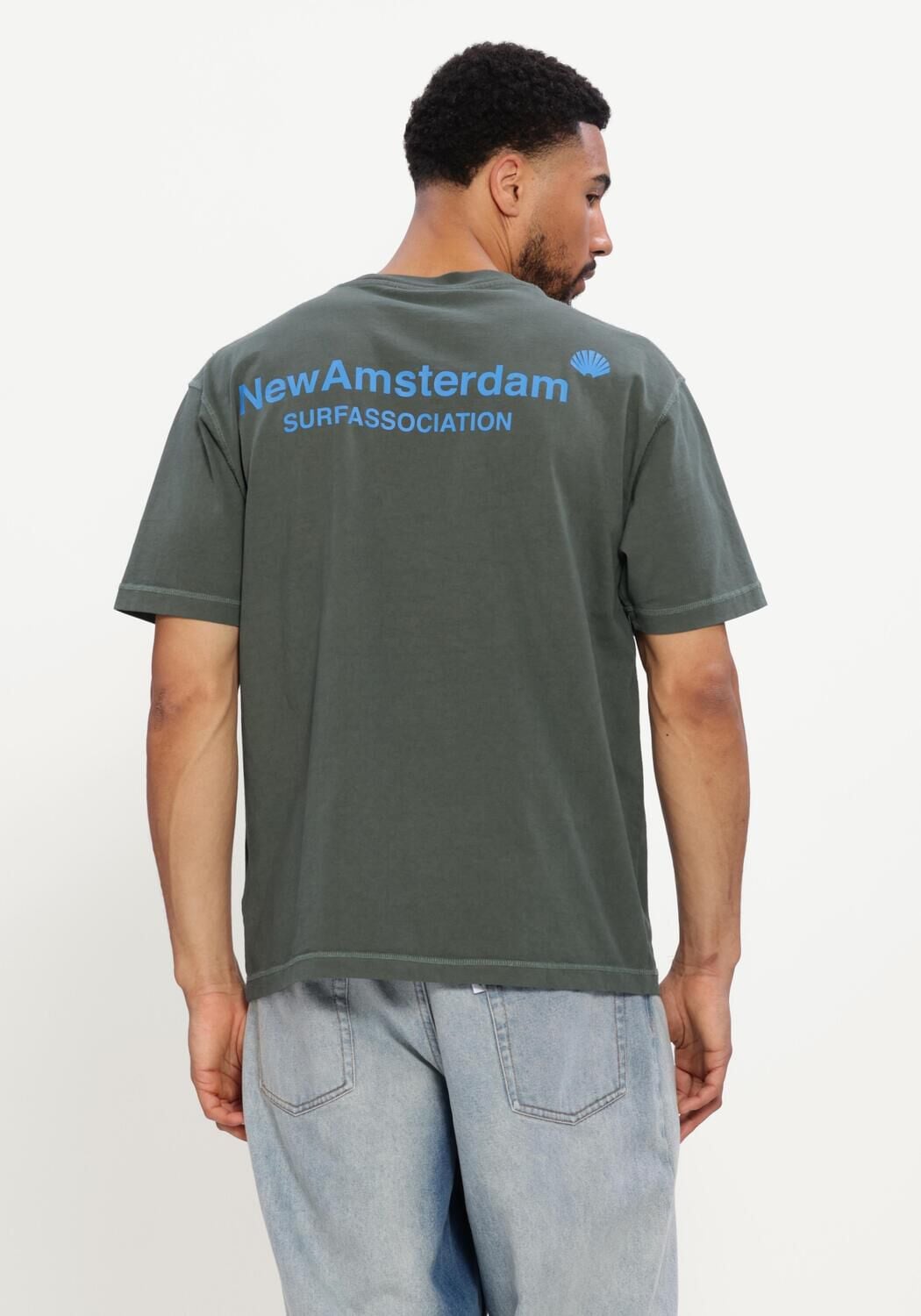 Groene NEW AMSTERDAM SURF ASSOCIATION T-shirt LOGO TEE - large