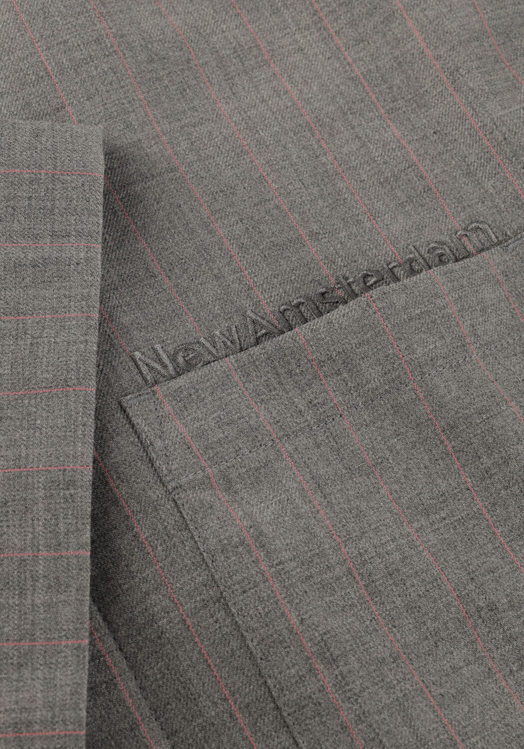 Grijze NEW AMSTERDAM SURF ASSOCIATION Casual overhemd WIJK SHIRT WOOL GREY WITH PINK PINSTRIPES - large