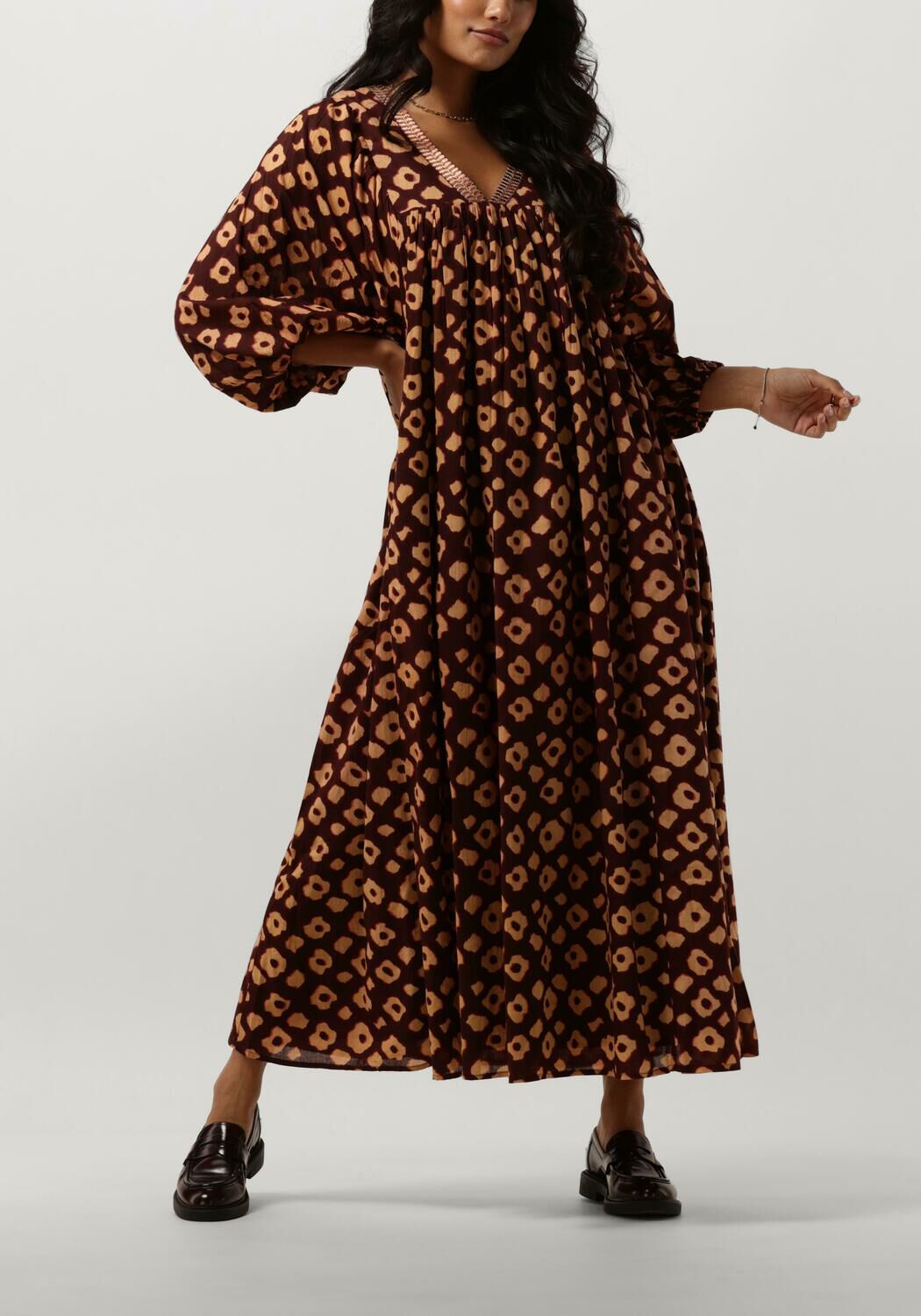 rode summum maxi jurk dress flower mix
