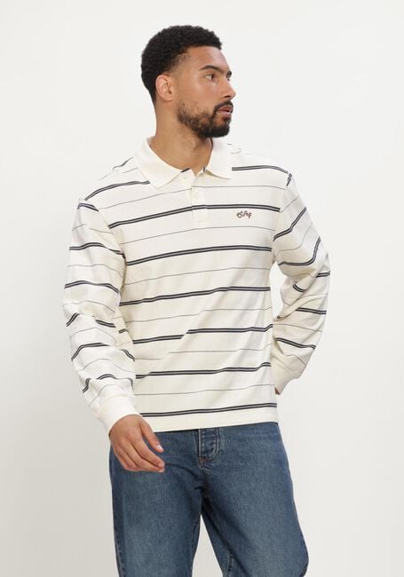 Ecru OLAF HUSSEIN Polo STRIPED SIGNATURE LS POLO - large