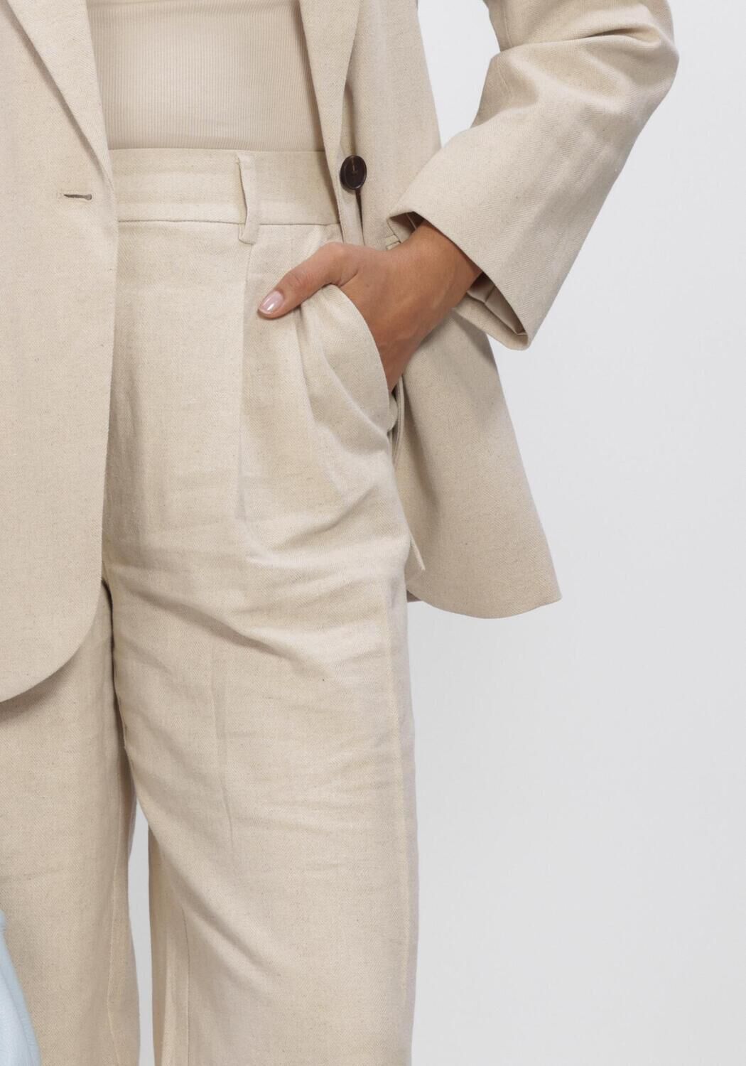 Beige CO'COUTURE Broeken LEENACC LINEN PLEAT LL PANT - large