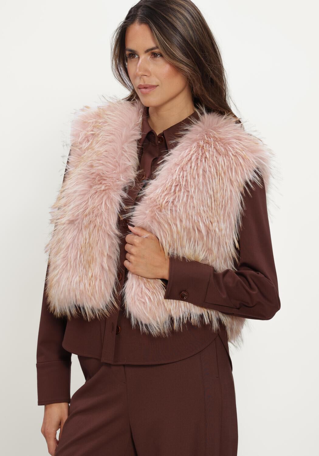 Roze LUISA CERANO Gilet BOHO-WESTE IN FELL-OPTIK - large