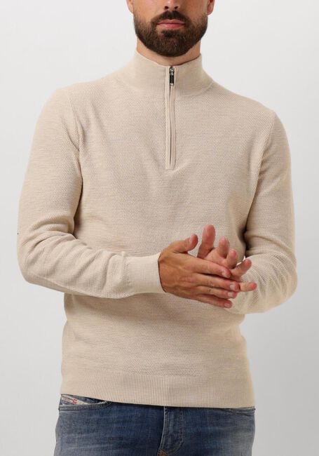 Beige PROFUOMO Trui PULLOVER HALF ZIP - large