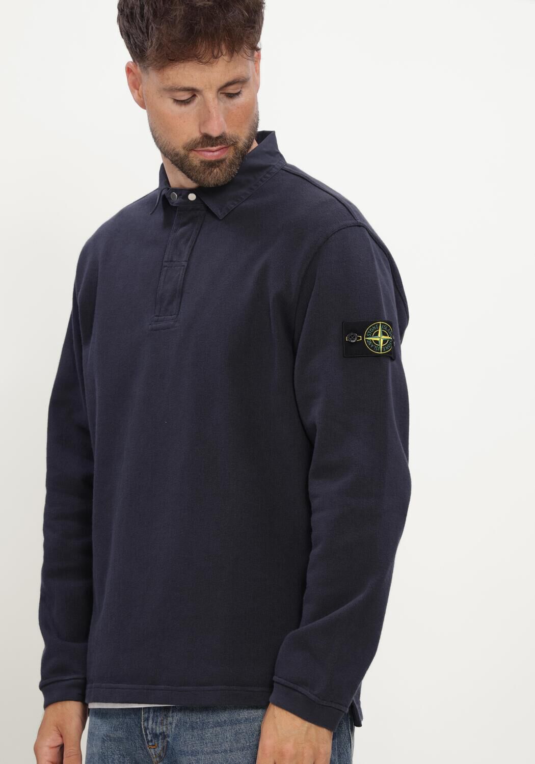Blauwe STONE ISLAND Sweater LS POLO S0406 - large