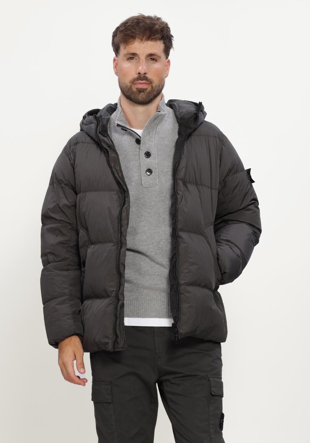 Donkergrijze STONE ISLAND Gewatteerde jas JACKET S0A23 - large