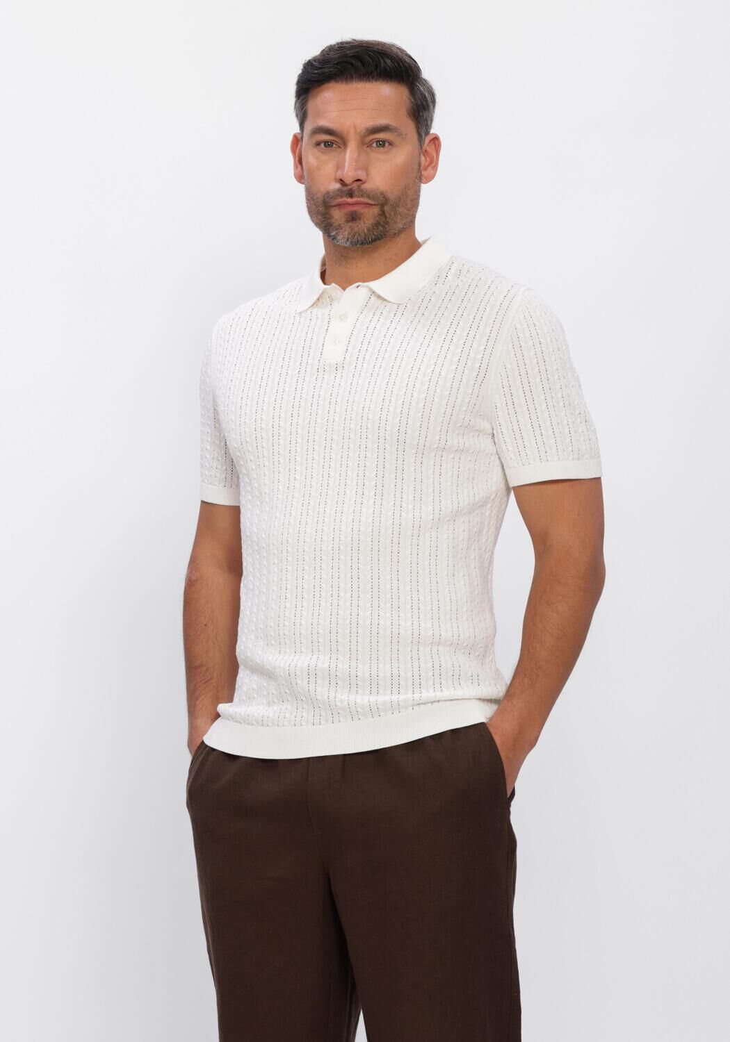 Drykorn Polo Heren Triton 420197, Maat: M, Kleur: Gebroken wit afbeelding 1