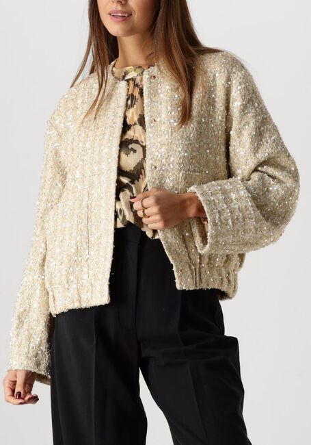 Beige SUMMUM Jack JACKET TWEED SEQUINS - large