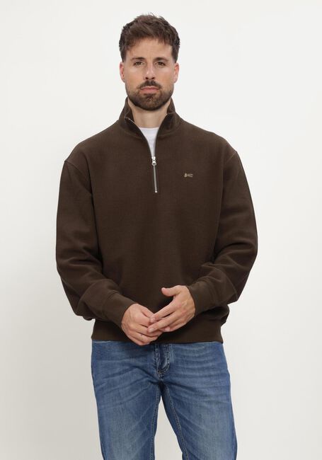 Bruine DENHAM Trui SCISSOR ZIP WAFFLE KNIT - large
