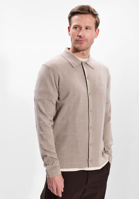 Beige FILLING PIECES Trui KNIT DRESS SHIRT - large