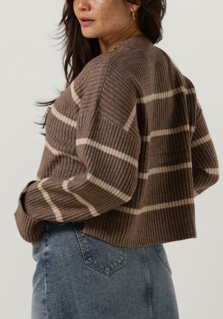 Beige CO'COUTURE Trui ROW STRIPE BOX CROP KNIT - large