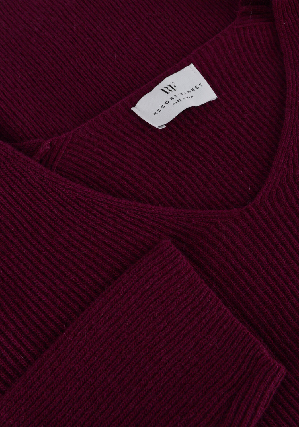 Paarse RESORT FINEST Trui V-NECK RIB KNIT - large