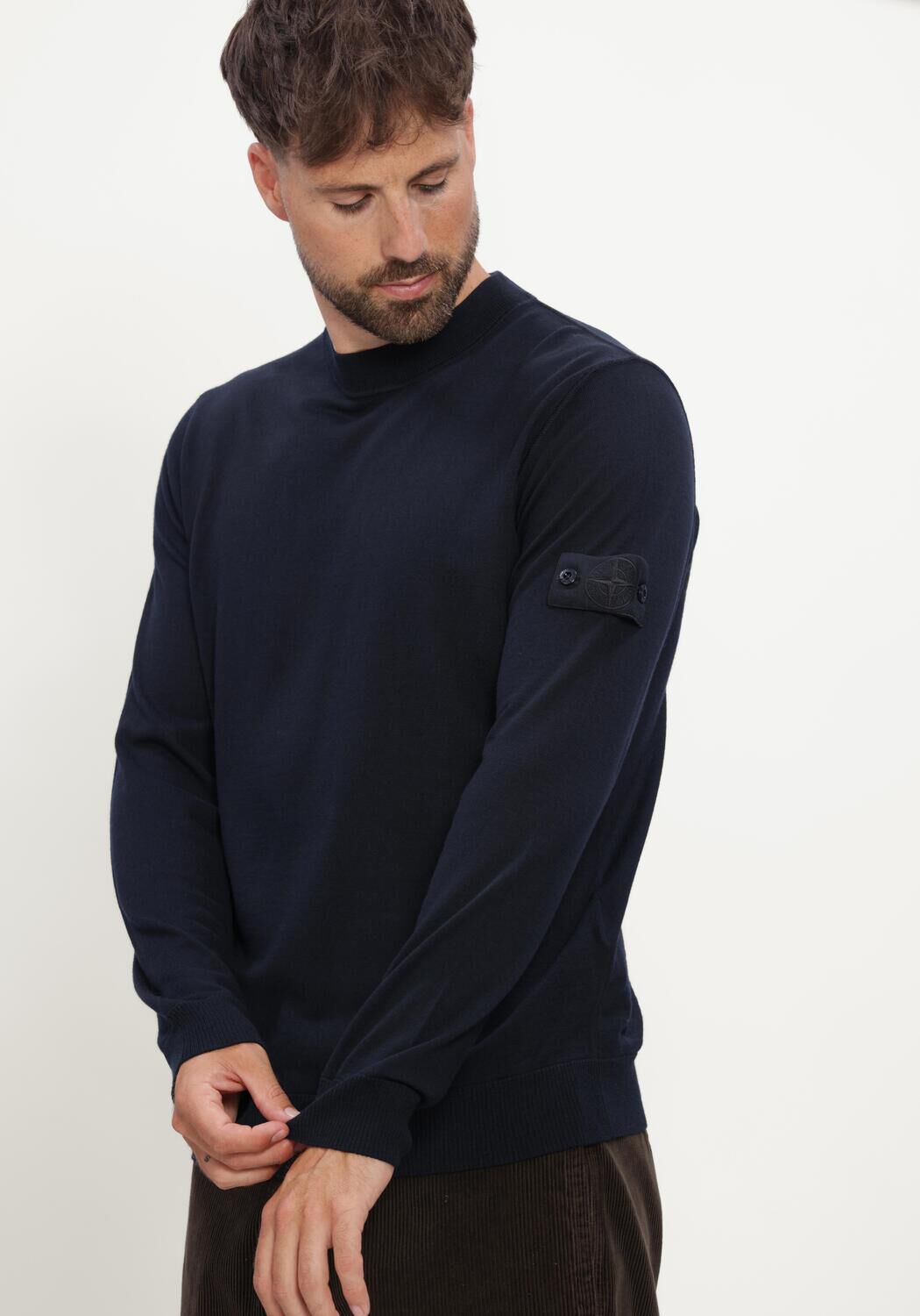 Donkerblauwe STONE ISLAND Trui CREW NECK S00FC - large