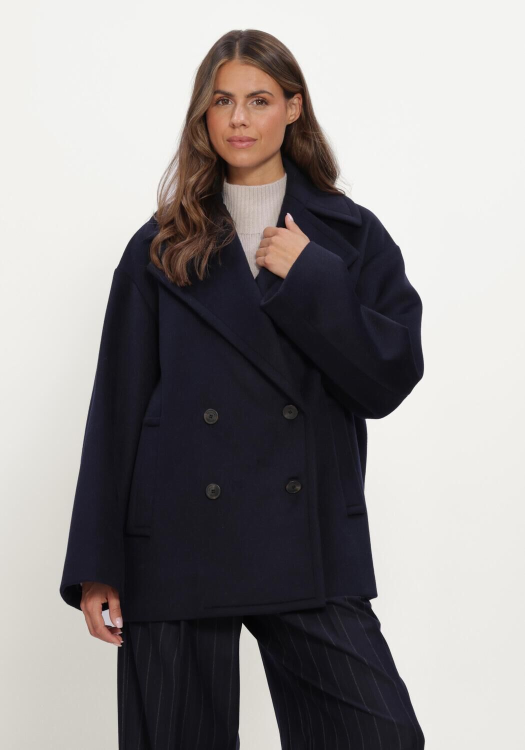 Donkerblauwe MAX MARA Mantel WKDALPE - large