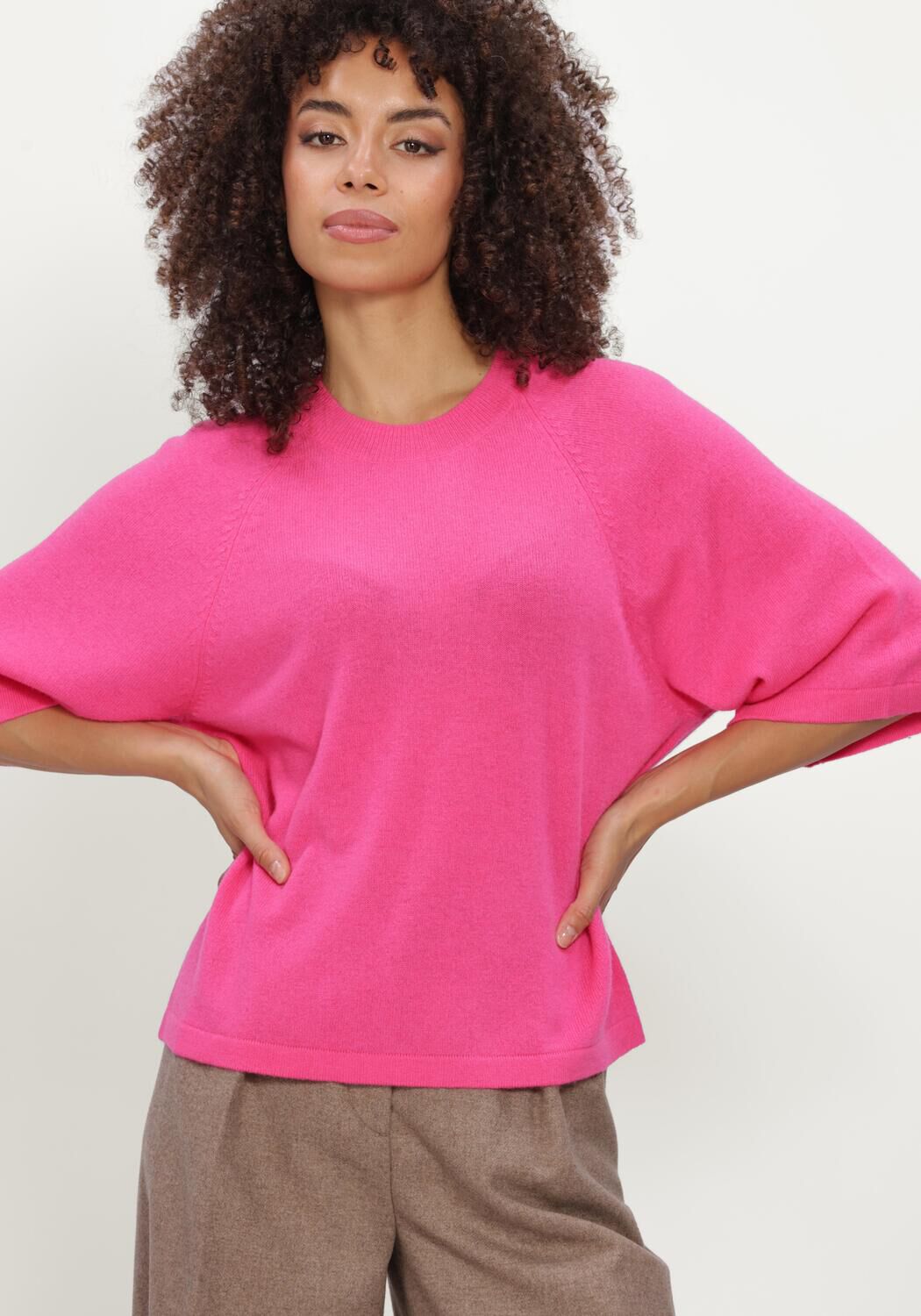 Roze ABSOLUT CASHMERE T-shirt LEANA - large