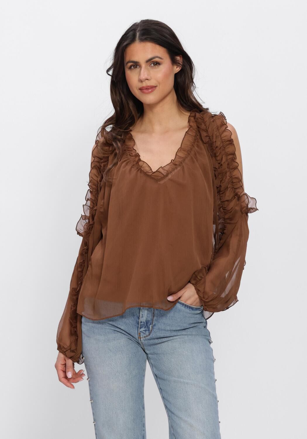 Dante6 Blouse
Dames Harmony Boho Chiffon Top, Maat: 36, Kleur: Bruin afbeelding 1