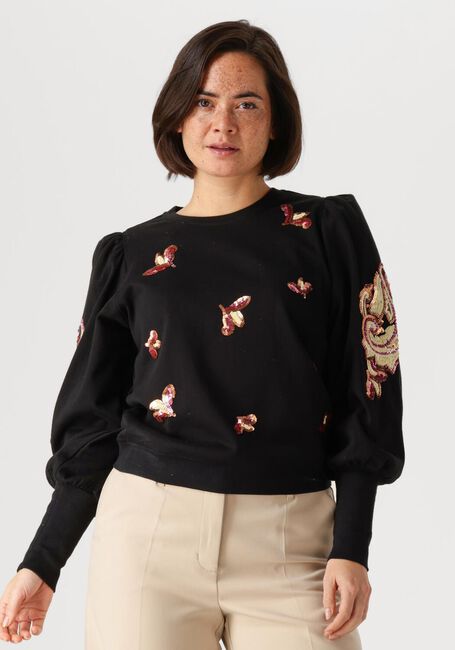 Zwarte SUMMUM Trui PUFF SLEEVE EMBELLISHED SWEATER - large