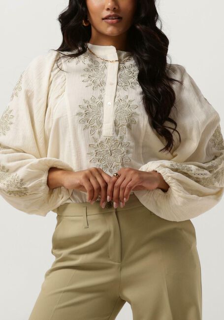 Gebroken wit SUMMUM Blouses TOP GOLD LUREX EMBROIDERY - large