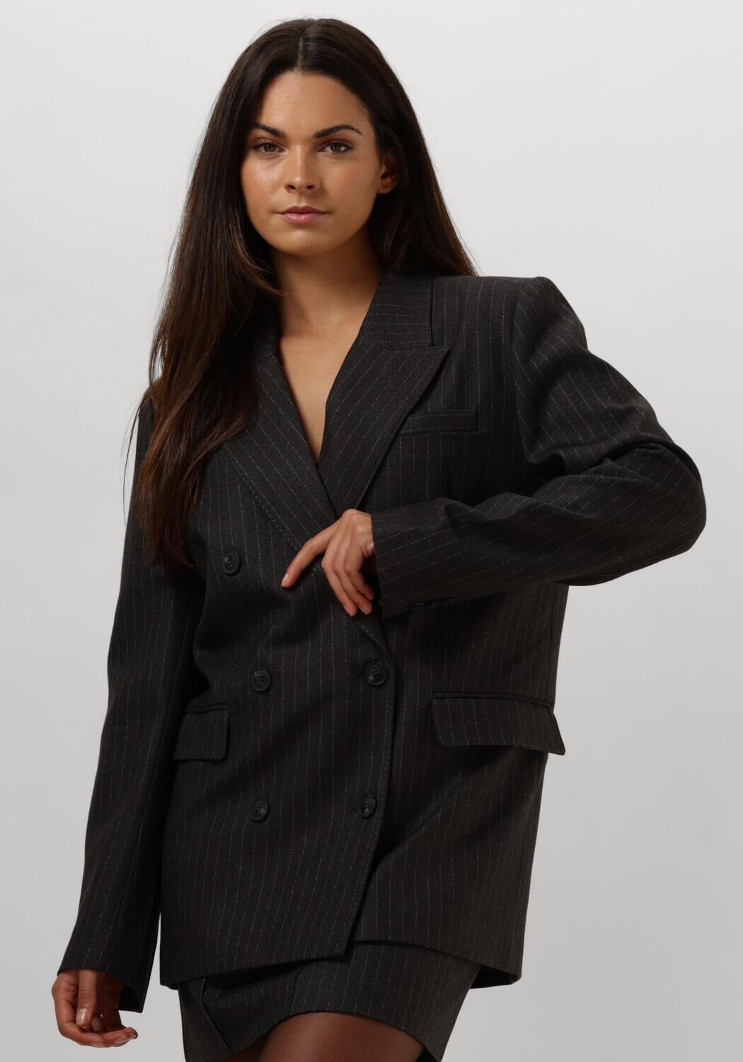 AAIKO Blazer Dames Heidy Pinstripe Vis 548, Maat: L, Kleur: Zwart