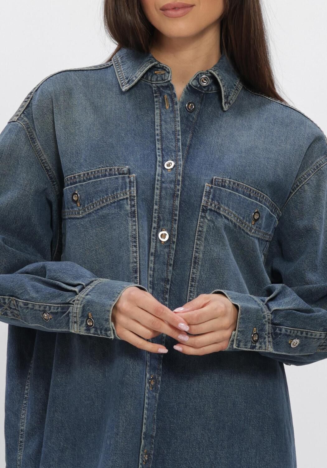 Blauwe CLOSED Mini jurk OVERSIZED SHIRT DRESS - large