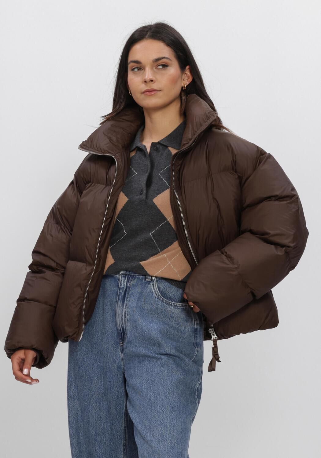 Bruine SECOND FEMALE Jassen RIYA PUFFER JACKET - large