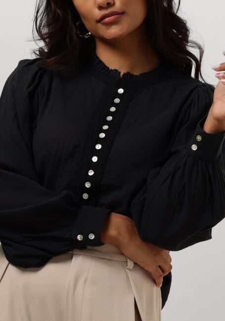 Zwarte RUBY TUESDAY Blouses IREM BLOUSE WITH SMALL PLEATS + BUTTONS PLACKET - large