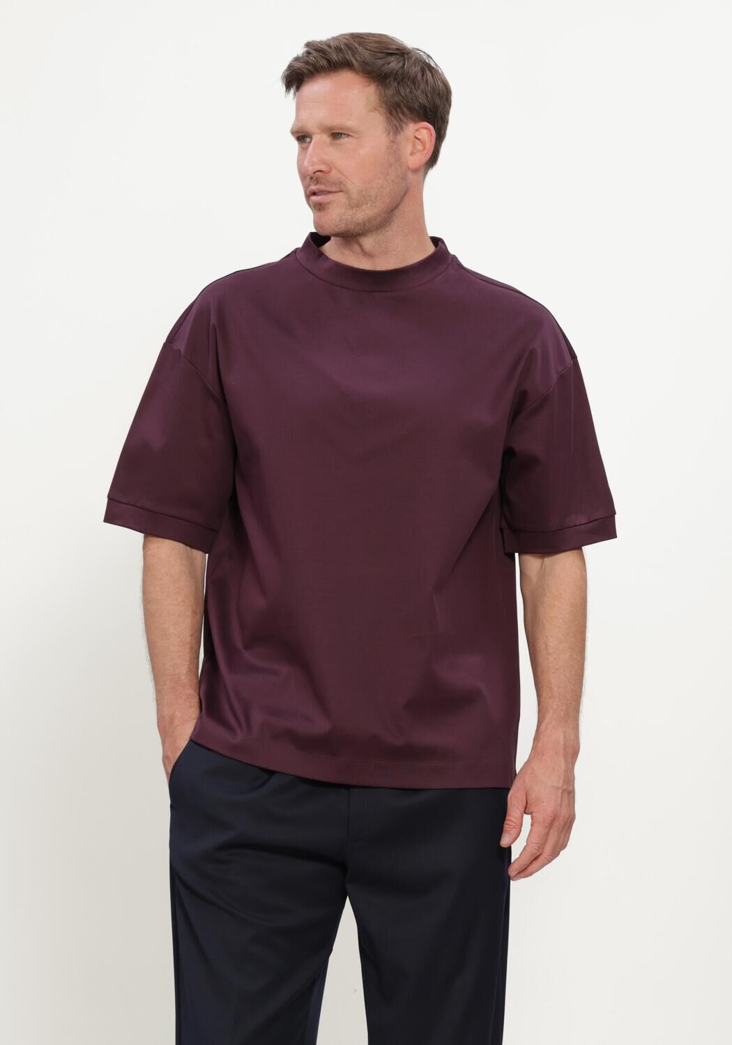 Bordeaux VALENZA Polo HEAVY SUPIMA OVERSIZED T-SHIRT - large