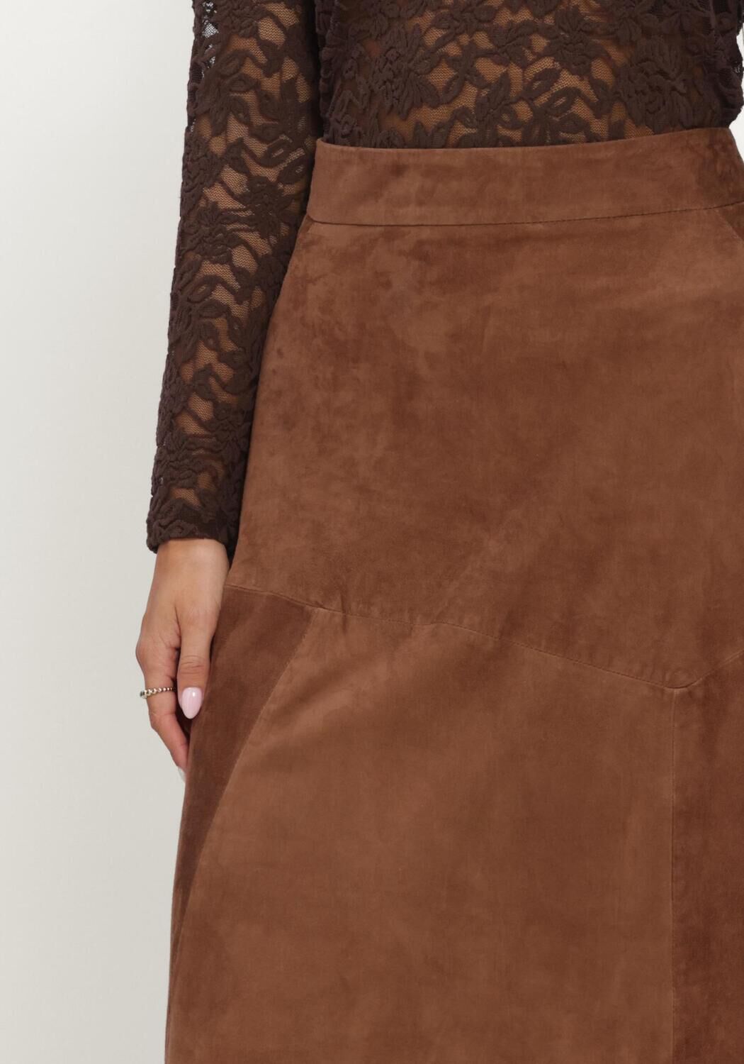 Bruine STUDIO AR Maxirok HELENA GOAT SUEDE - large