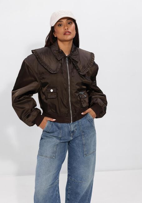 Bruine GANNI Jassen DUCHESSS NYLON BOMBER JACKET - large