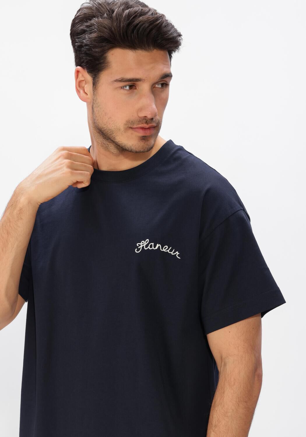 Donkerblauwe FLANEUR T-shirt SIGNATURE T-SHIRT - large