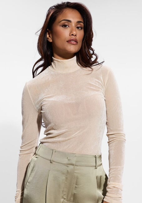Beige DANTE6 Top OLYA VELVET LAYERING MESH TOP - large