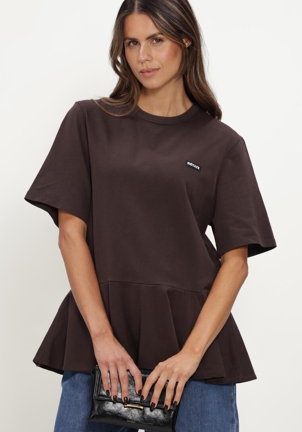 Bruine ROTATE Top PEPLUM T-SHIRT - large