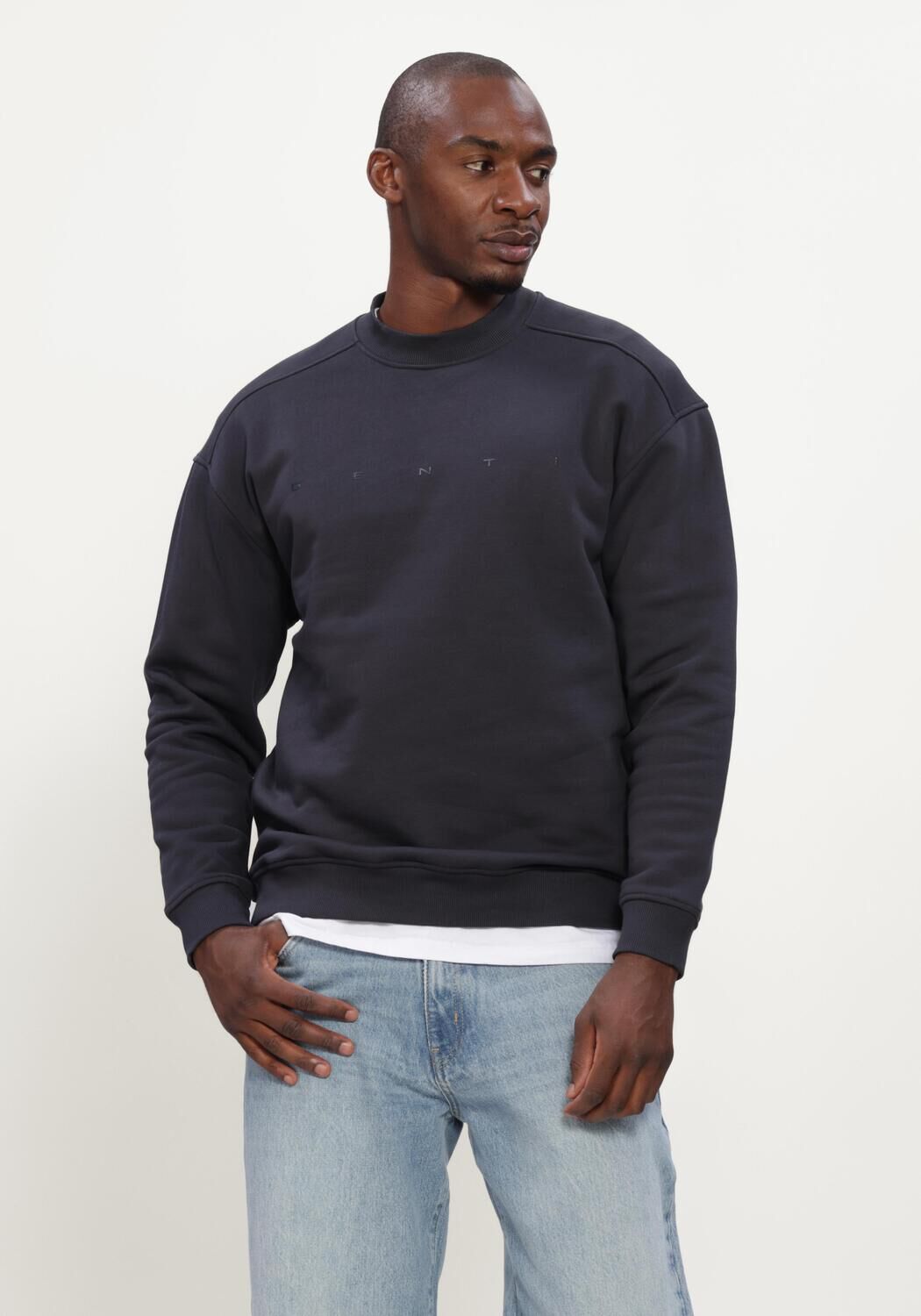Donkerblauwe GENTI Truien/vesten SWEAT CREW - large
