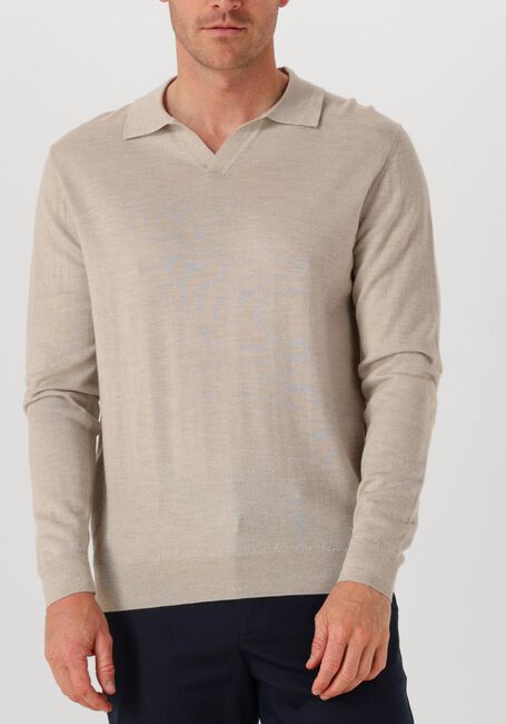Beige PROFUOMO Polo POLO OPEN COLLAR LS MERINO - large