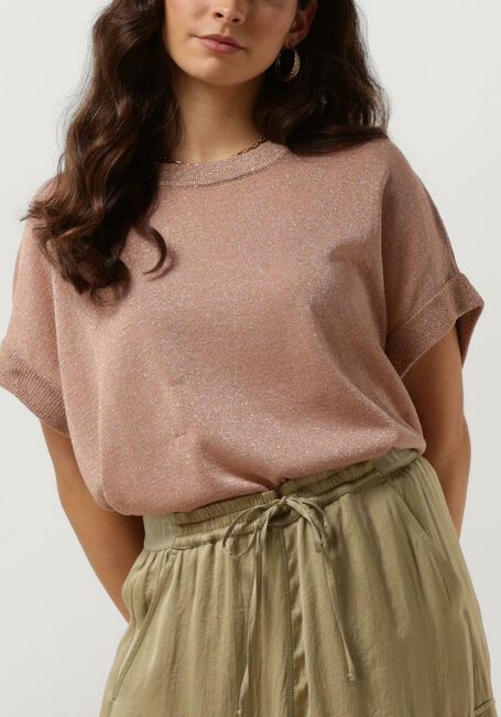 Roze SUMMUM Top OVERSIZED SLEEVELESS SWEATER SHIMMERING LUREX KNIT - large