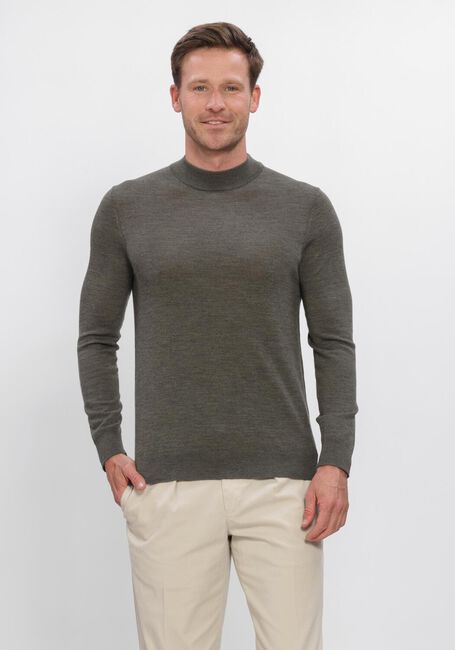Khaki PROFUOMO Trui PULLOVER MOCK NECK EXTRAFINE MERINO - large