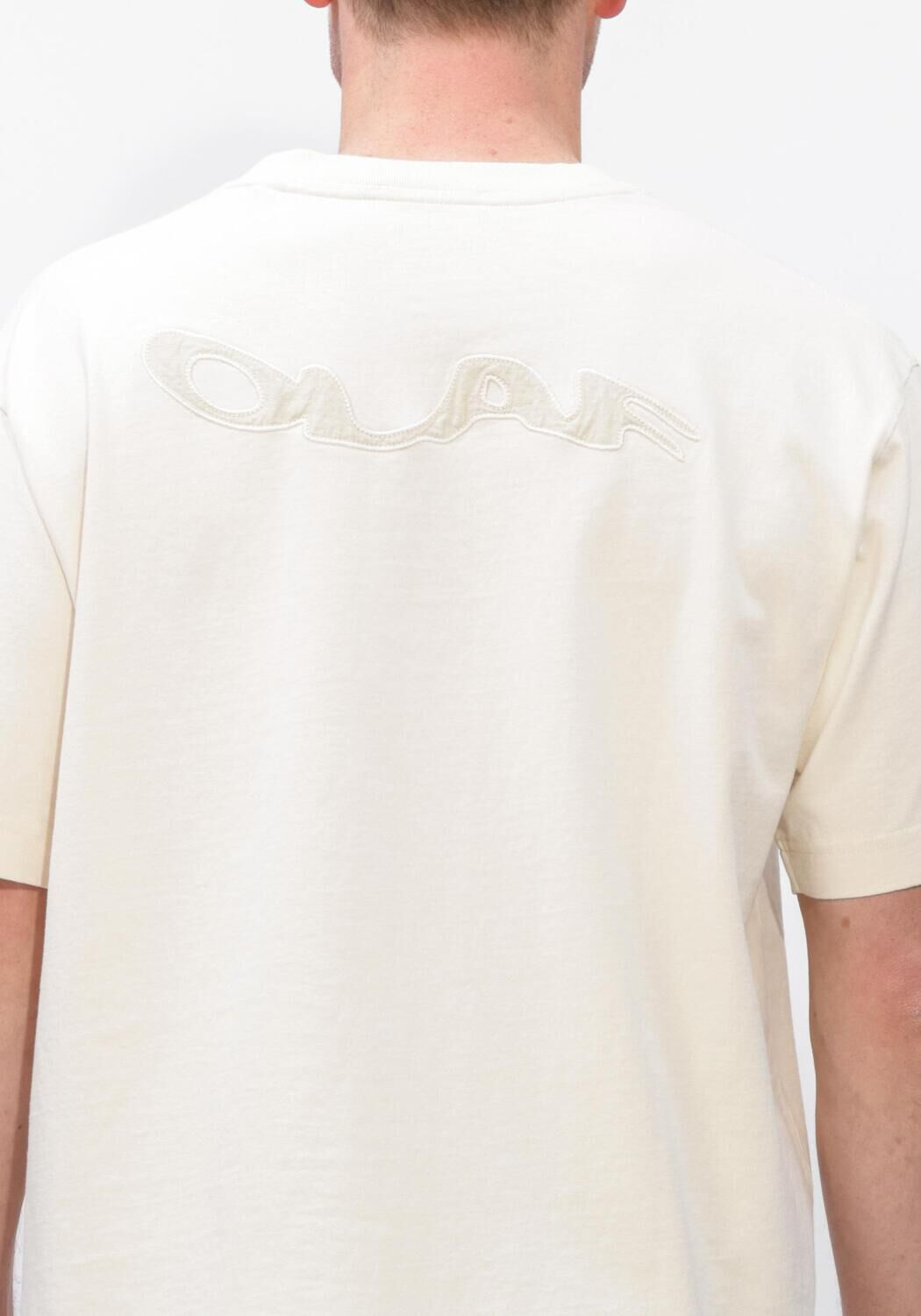 Creme OLAF HUSSEIN T-shirt RIPSTOP APPLIQUE RELAXED TEE - large