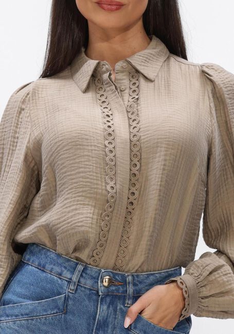 Taupe CO'COUTURE Tops & T-shirts TASSY LACE SHIRT - large