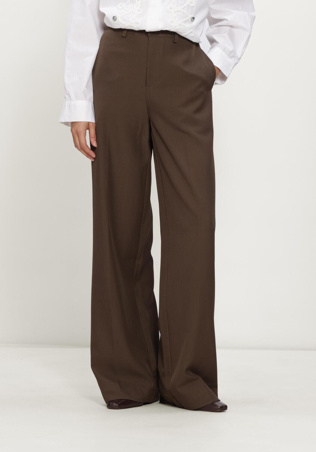 Bruine CO'COUTURE Wijde broek LUNACC WIDE PANT - large