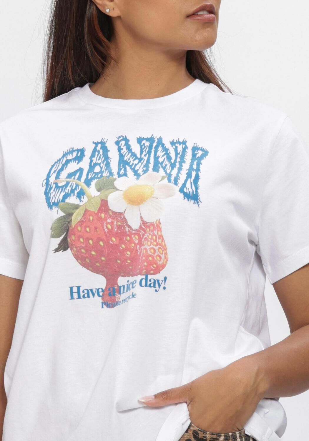 Witte GANNI Tops & T-shirts BASIC COTTON JERSEY STRAWBERRY - large