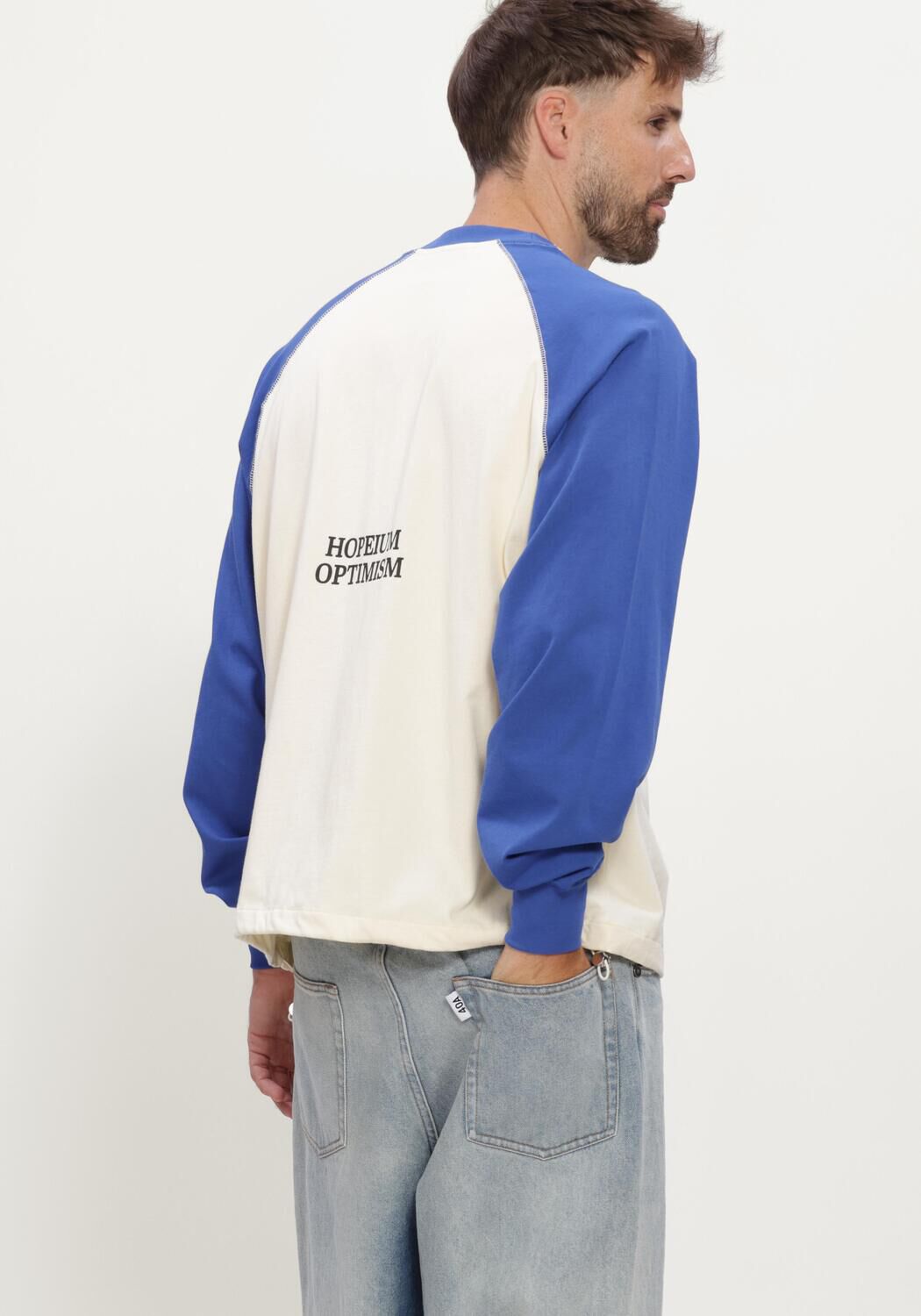 Ecru HOPEIUM T-shirt HOPEIUM OPTIMISM RAGLAN L/S COBALT/ KIT - large