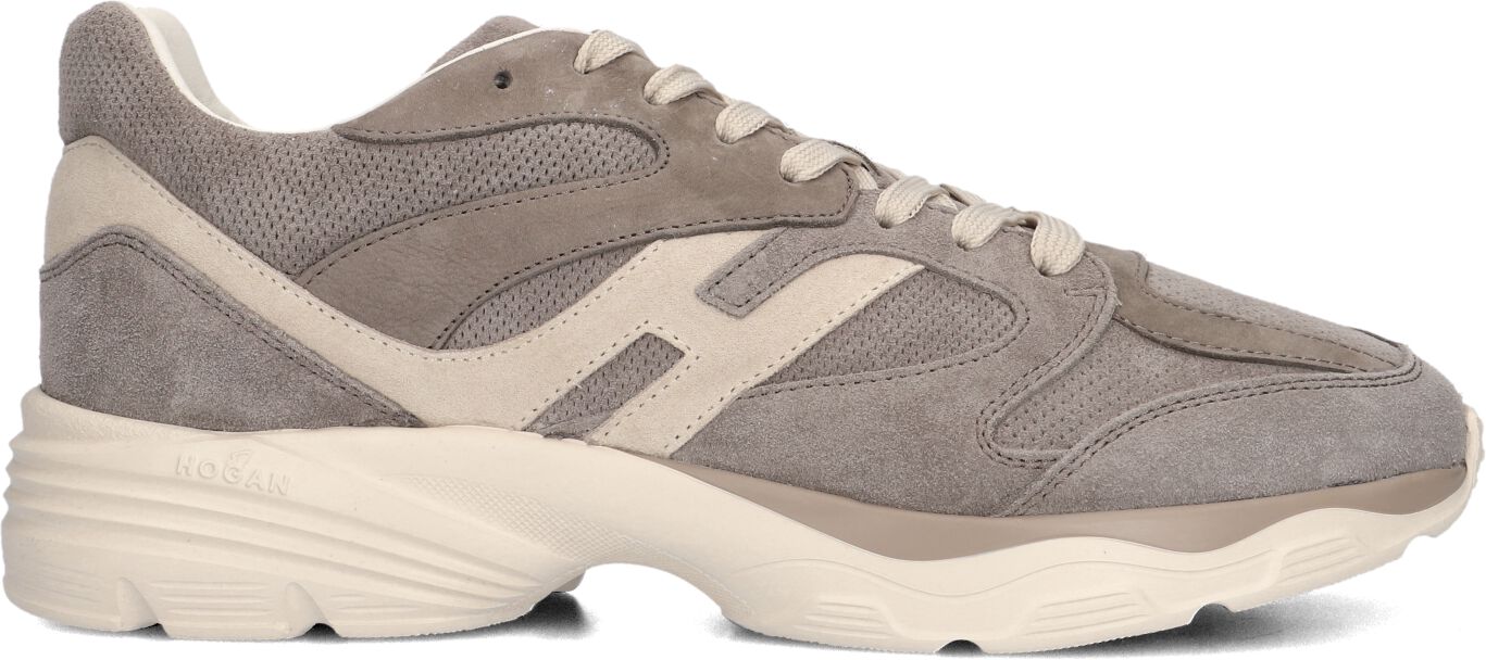 Hogan Lage Sneakers Heren Combi Sneaker, Maat: 45,5/46, Materiaal: Suède, Kleur: Taupe