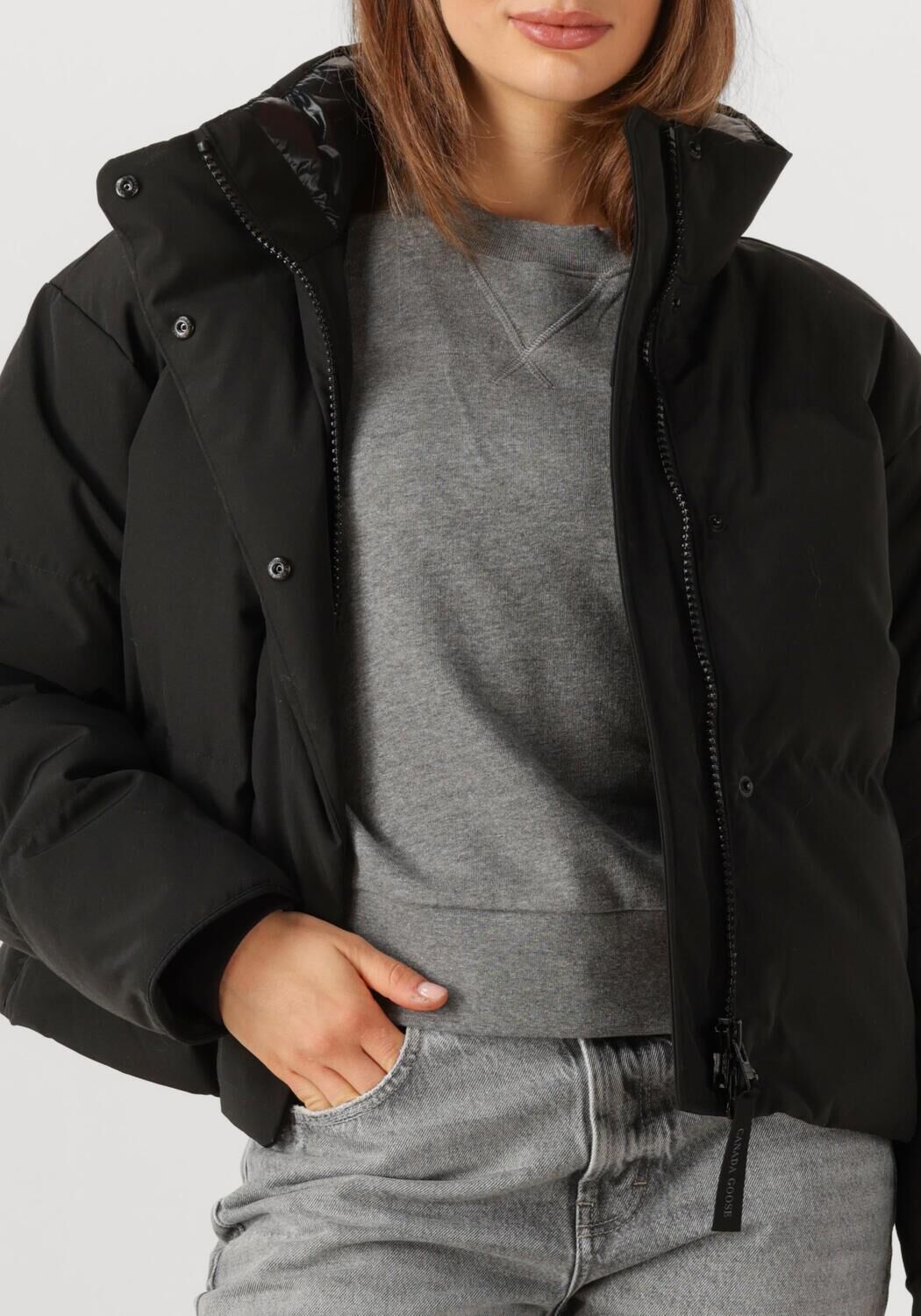 Zwarte CANADA GOOSE Gewatteerde jas GRANDVIEW CROPPED JACKET - large